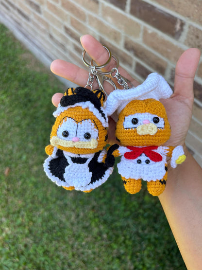 Crochet Garfield Cat with Keychain