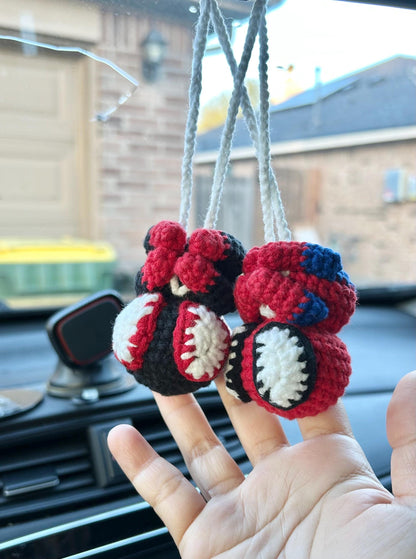 Handmade Crocheted Spider-Man Hanging Car Charm