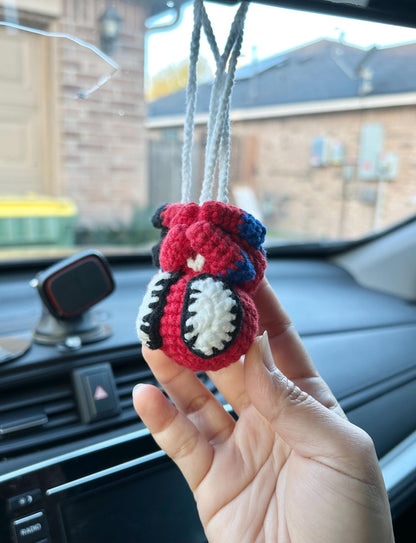 Handmade Crocheted Spider-Man Hanging Car Charm