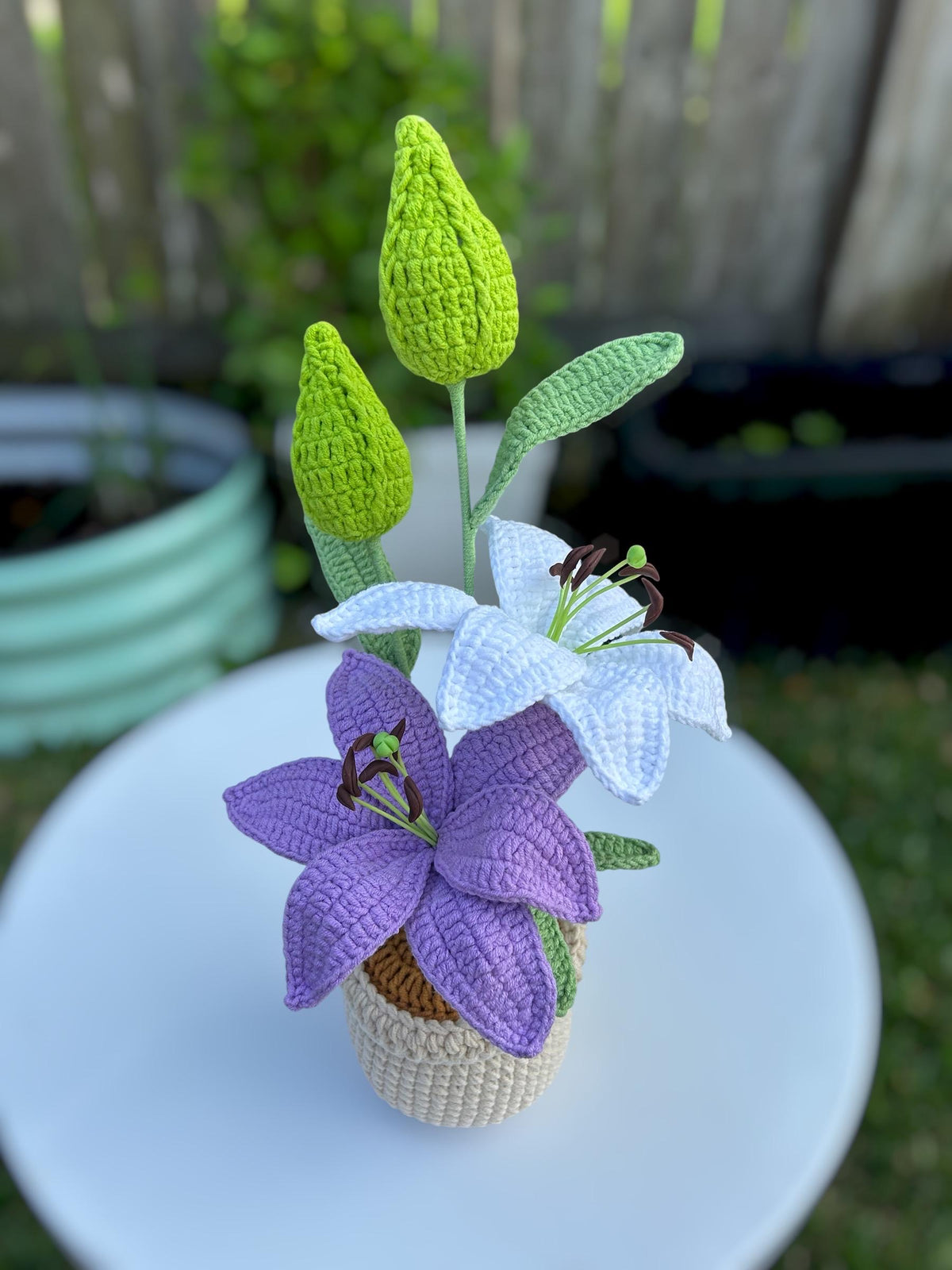 Handmade Crochet Lily Flower in Pot, Mother’s Day Gift
