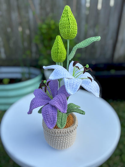 Handmade Crochet Lily Flower in Pot, Mother’s Day Gift