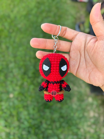 Crochet Deadpool and Wolverine Car Hanging, Handmade Baby Yarn