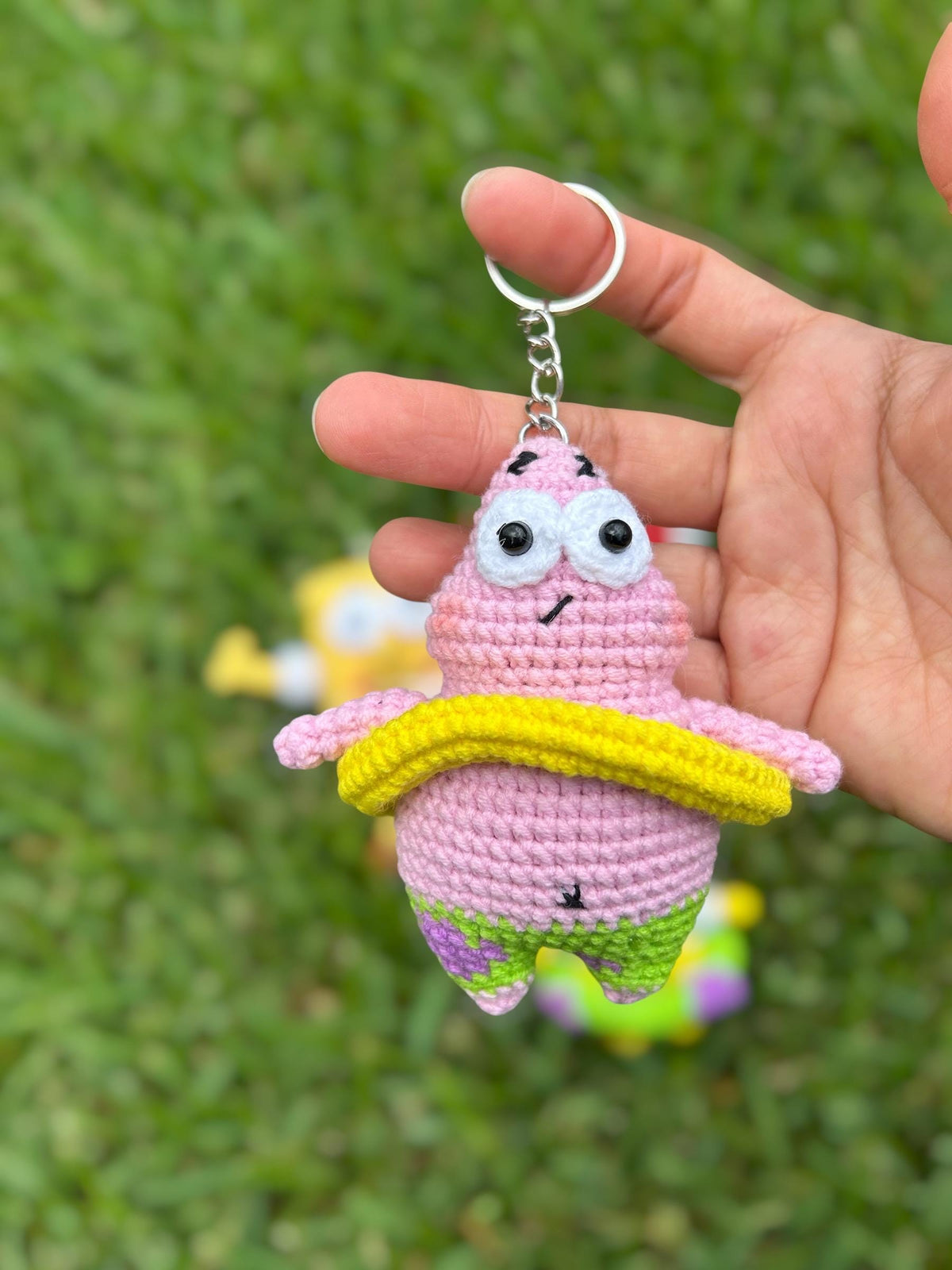 Crochet Patrick And SpongeBob Keychain