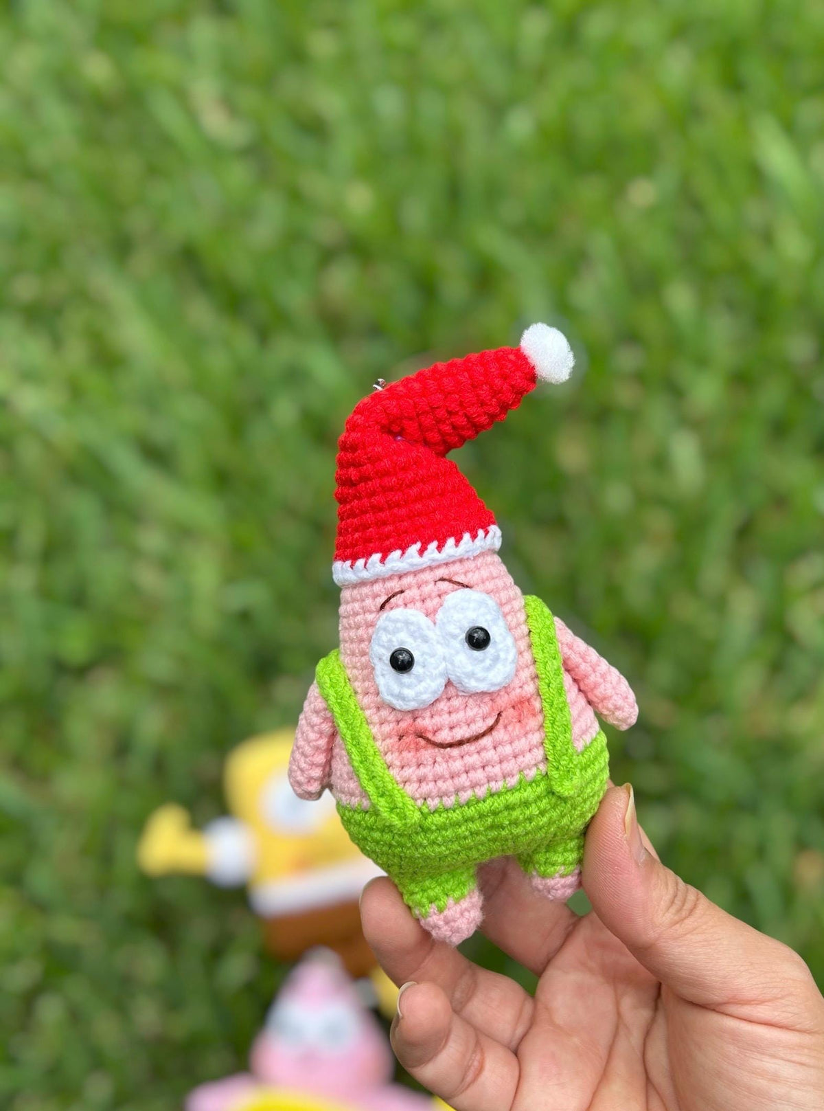 Crochet Patrick And SpongeBob Keychain