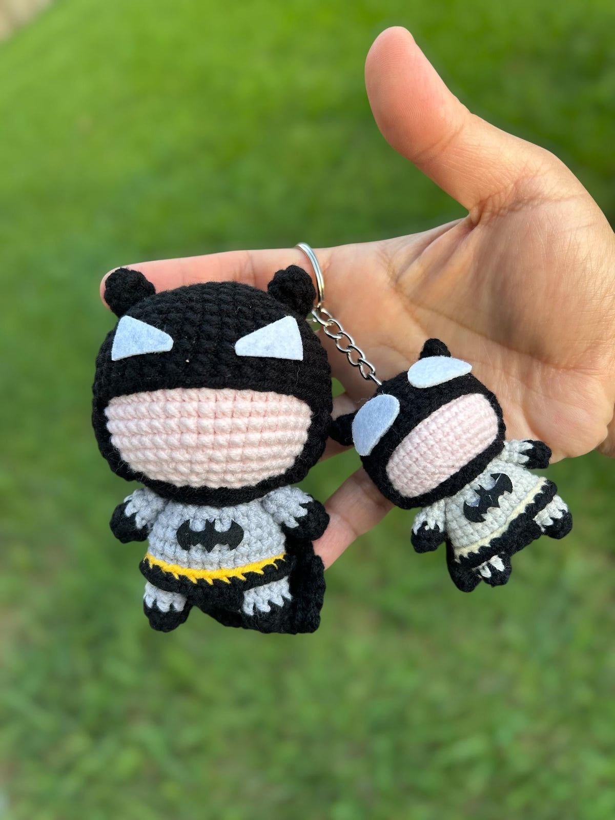 Handmade Crochet Batman Car Charm, Superhero Decor