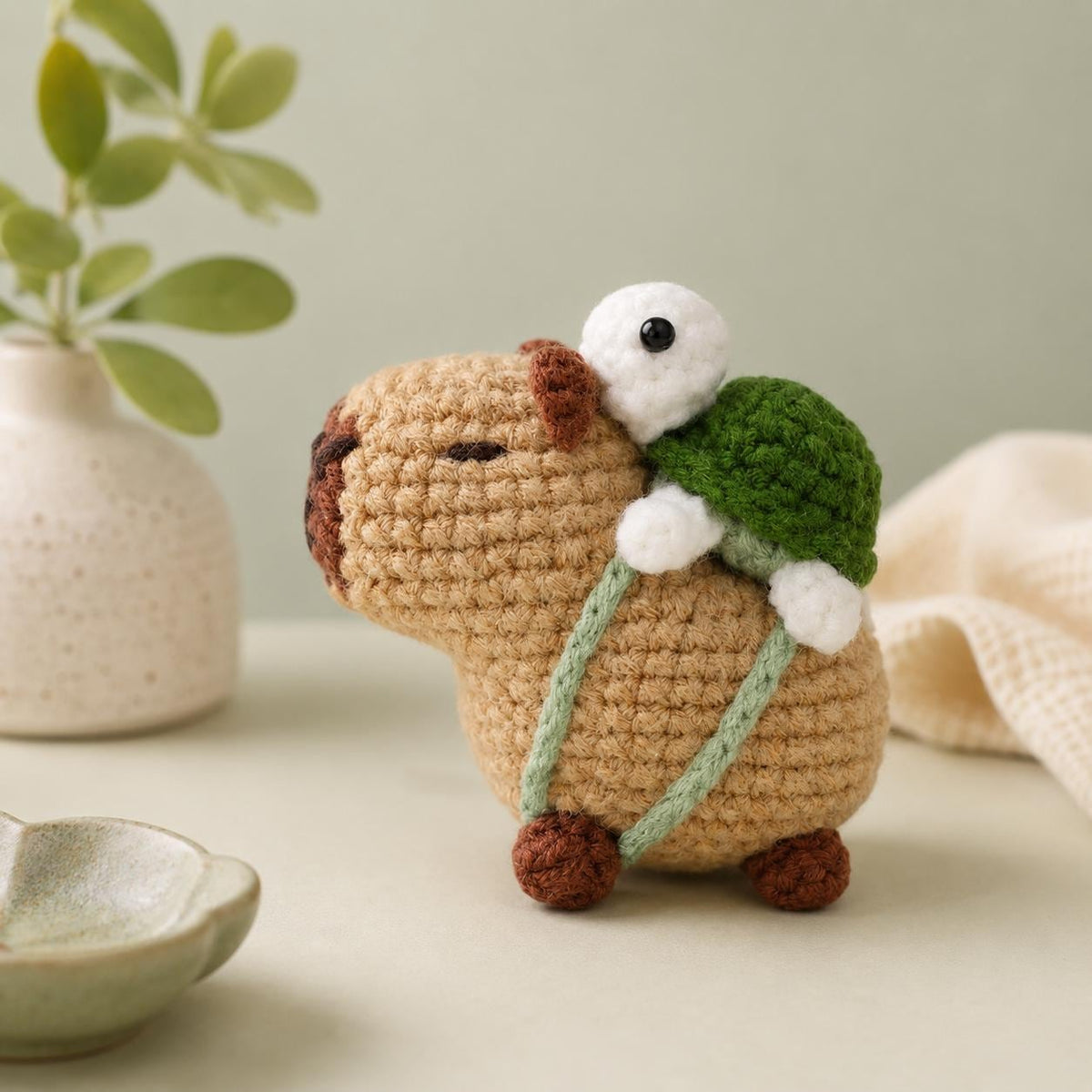 Crochet Capybara Kit With Turtle Backpack | Amigurumi Craft Project, Beginner Friendly