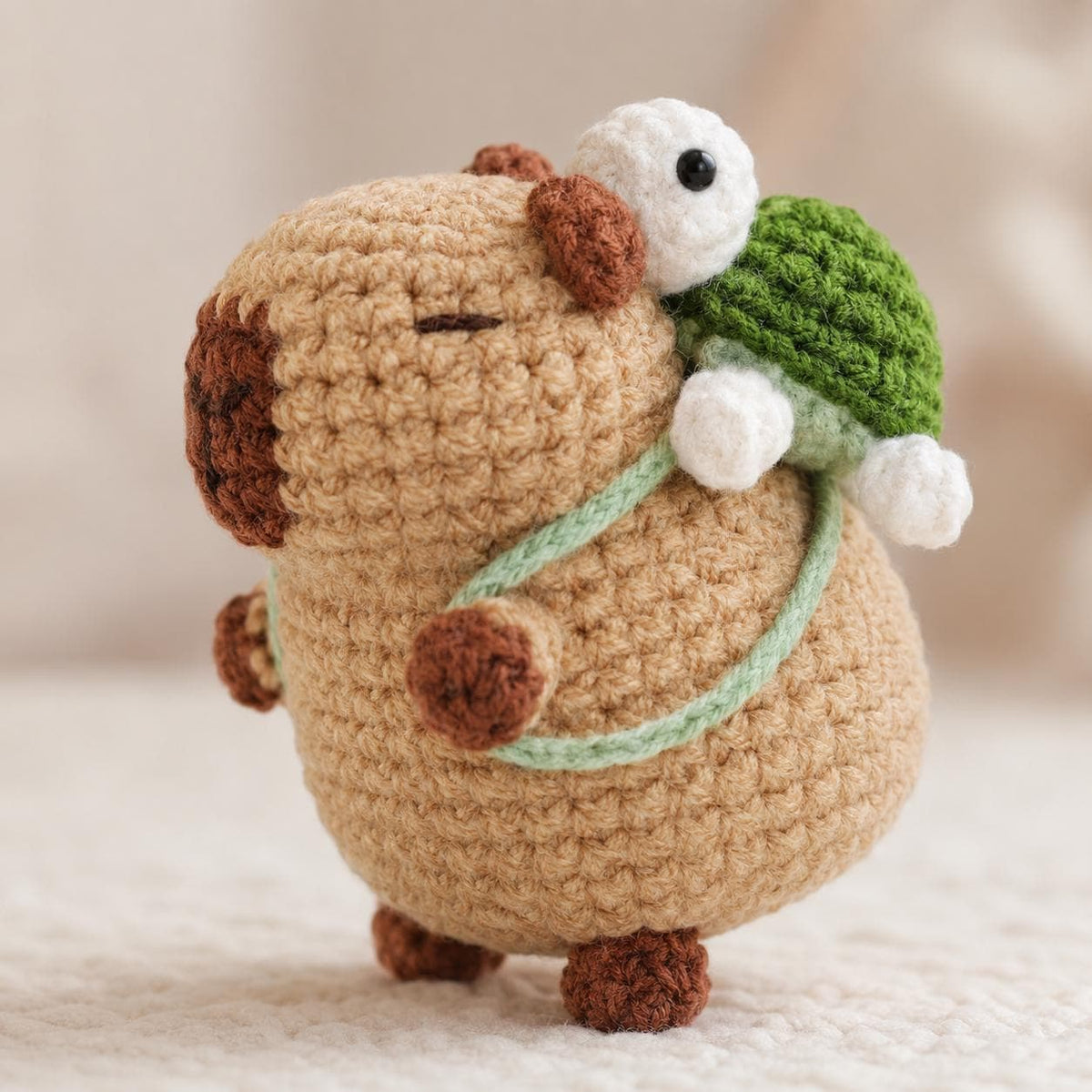 Crochet Capybara Kit With Turtle Backpack | Amigurumi Craft Project, Beginner Friendly
