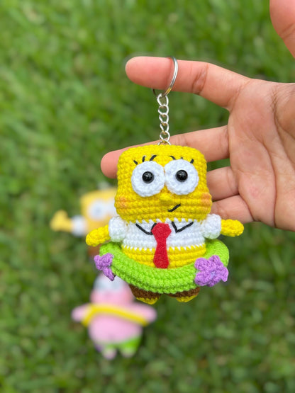 Crochet Patrick And SpongeBob Keychain