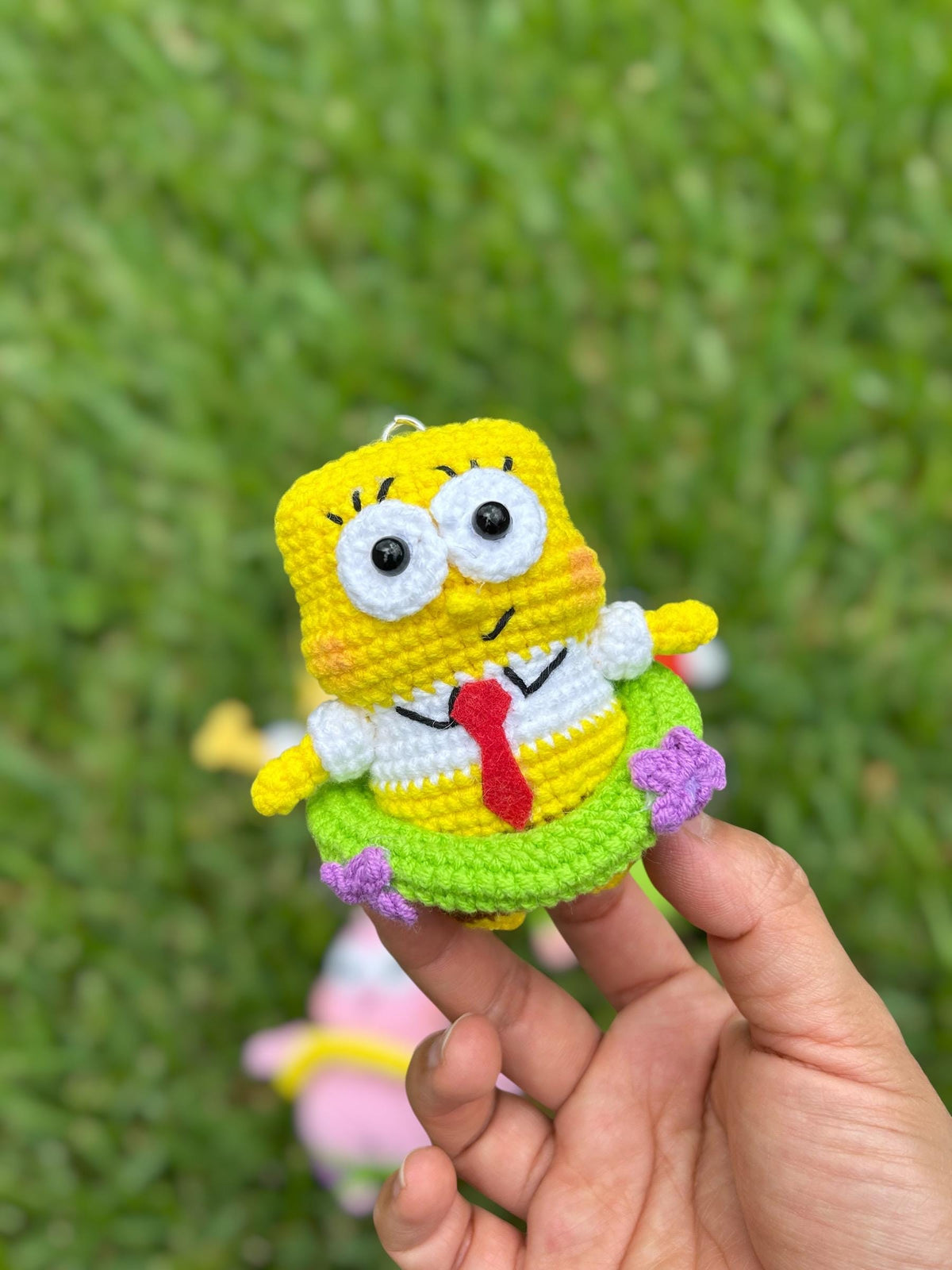 Crochet Patrick And SpongeBob Keychain