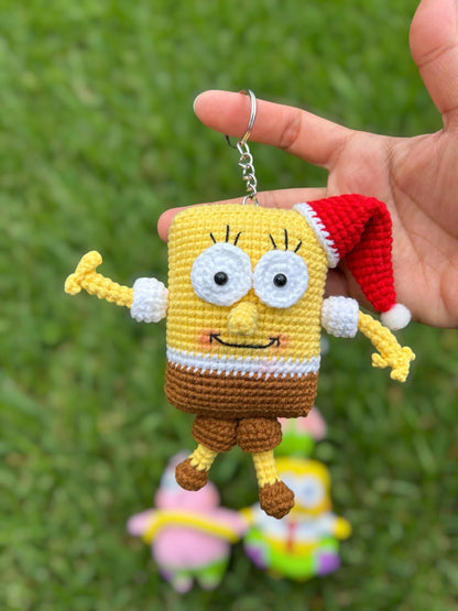 Crochet Patrick And SpongeBob Keychain