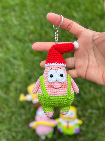 Crochet Patrick And SpongeBob Keychain