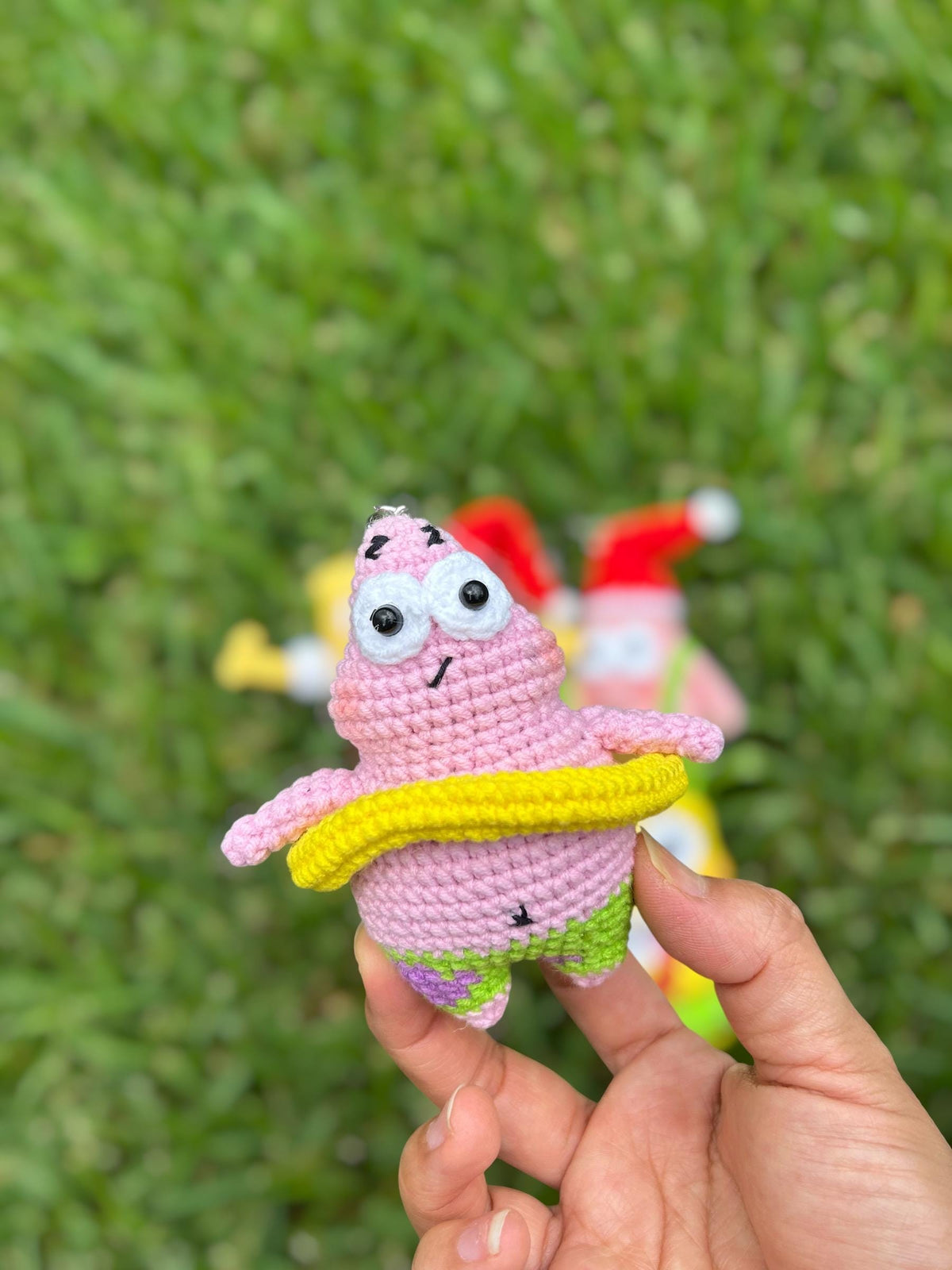 Crochet Patrick And SpongeBob Keychain