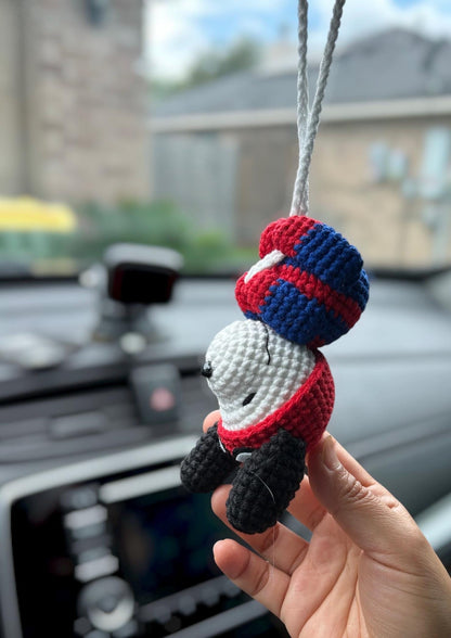 Crochet Snoopy Keychain: Soft Baby Yarn, Party Hat