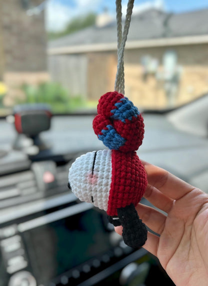 Handmade Crocheted Spider-Man Hanging Car Charm