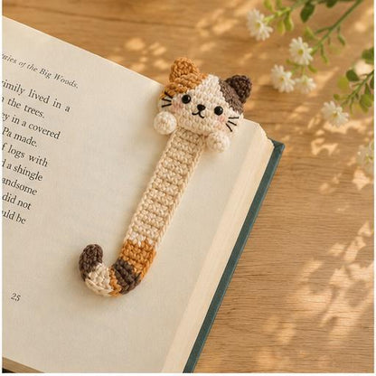 Crochet Calico Cat Bookmark, Handmade Page Marker, Cozy Reading Accessory