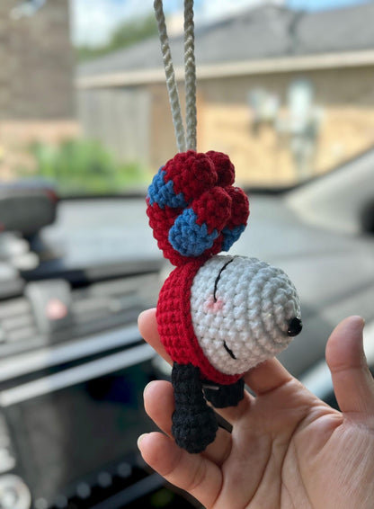 Handmade Crocheted Spider-Man Hanging Car Charm