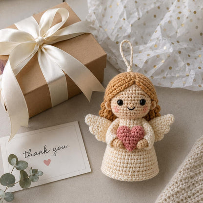 Crochet Angel Car Charm, Guardian Angel Rearview Mirror Hanging, Handmade Amigurumi Car Ornament, Christian Gift, Angel Lover Gift