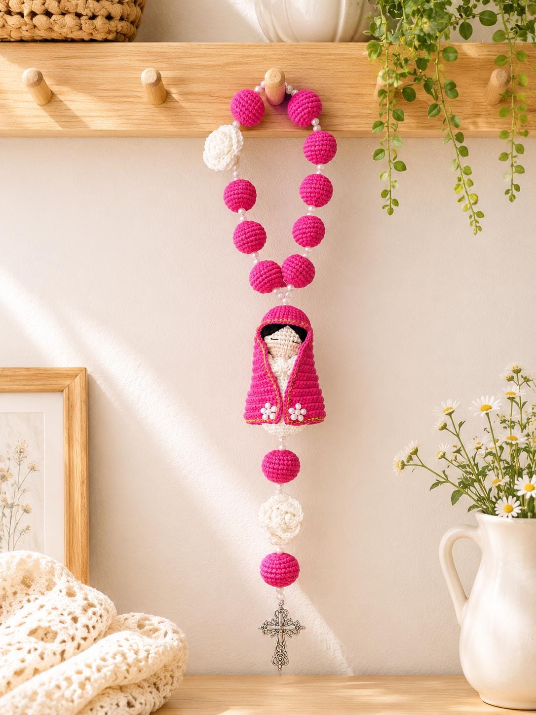 Handmade Crochet Virgin Mary Rosary
