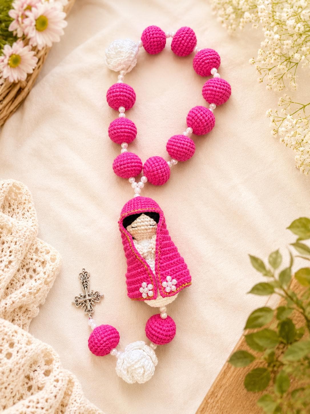 Handmade Crochet Virgin Mary Rosary