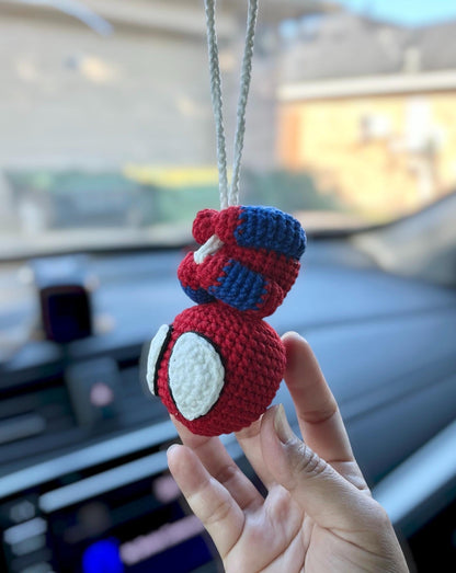Handmade Crochet Batman Car Charm, Superhero Decor